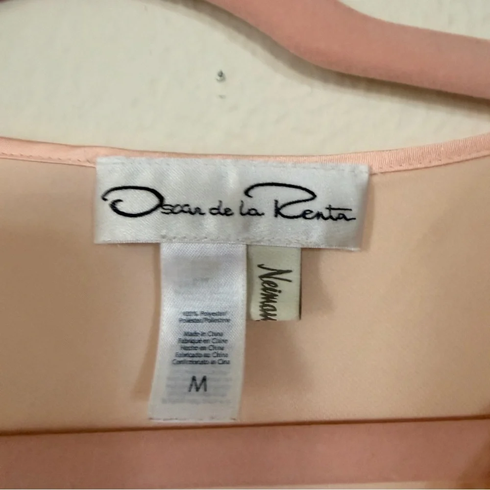 Oscar de la Renta Blush Satin Lace Cami‎ Top M Silky Coquette Lingerie Style